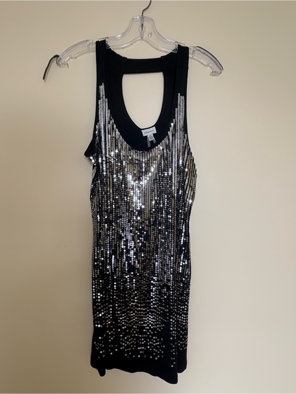 Dynamite Black Tank Mini Dress with Silver Sequins Size 9 /10 or L